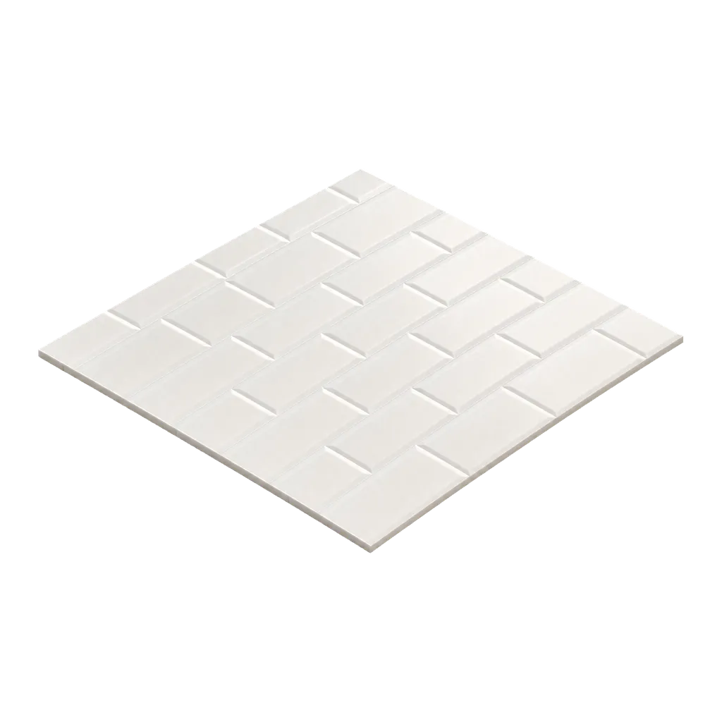 Carreau métro blanc biseauté, format rectangulaire pour crédence de cuisine