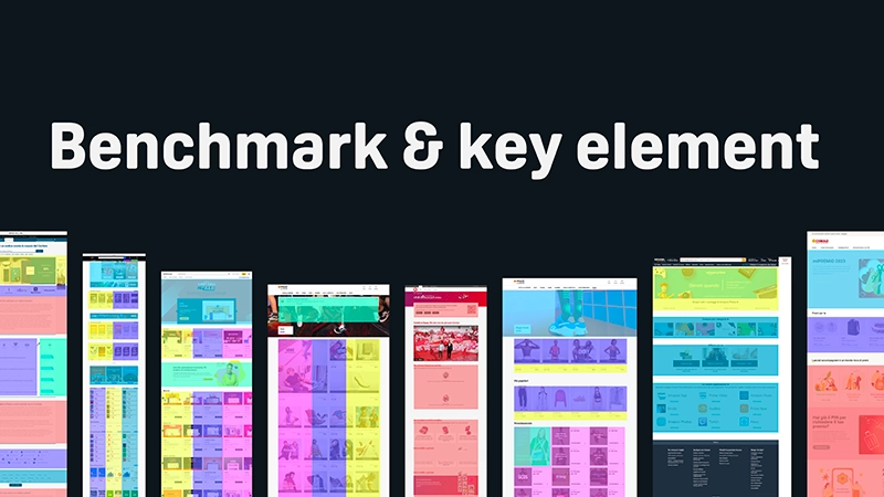 Pagina web con sezioni evidenziate da riquadri colorati come benchmark ed elementi chiave.