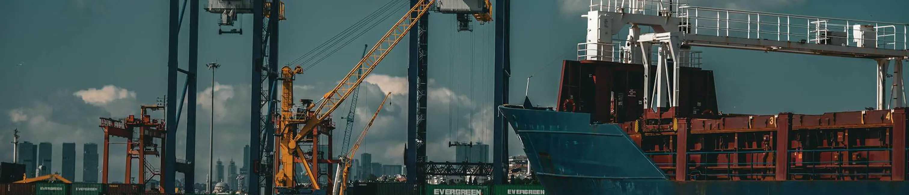 Container vessel alongside gantry cranes at a GCC port