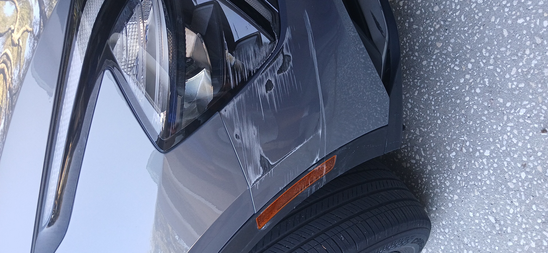 front bumper corner before repair in Tampa