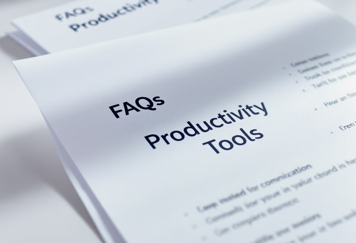 image of a document with faqs (for a productivity tools business)