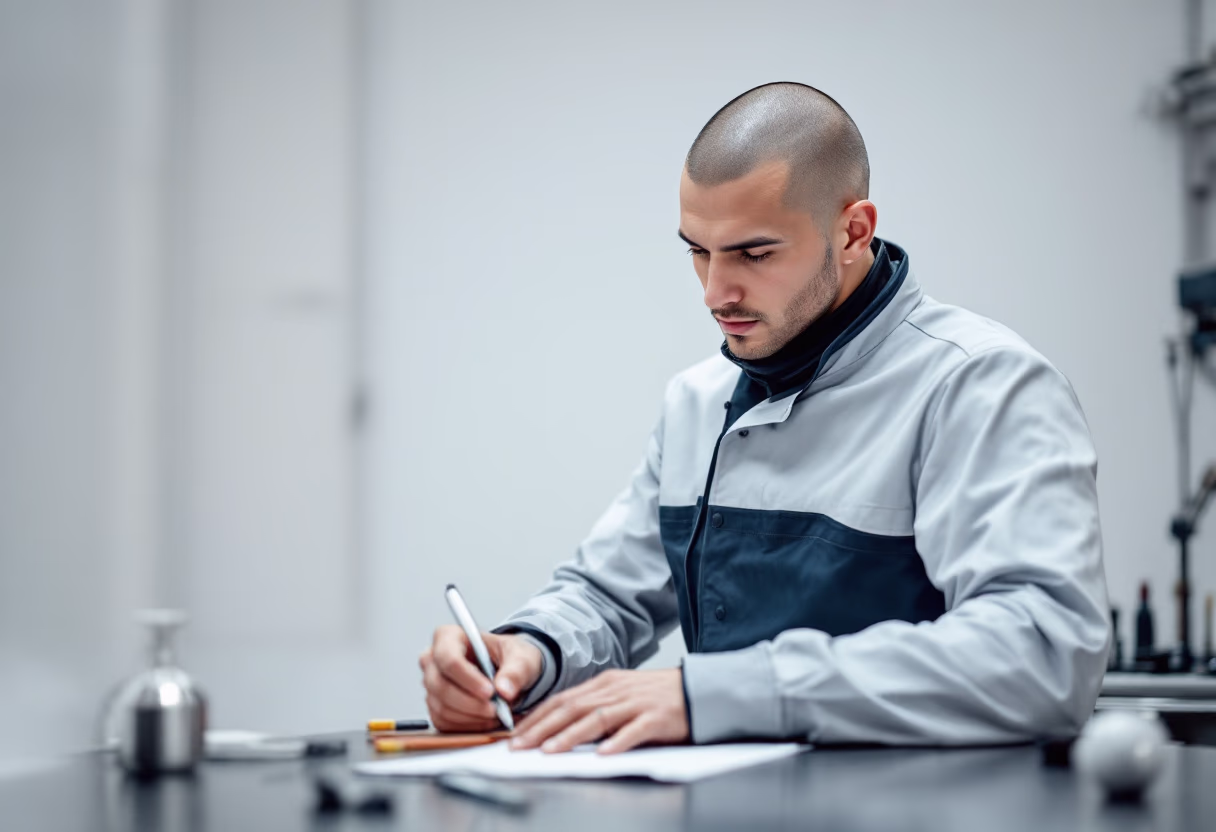 image of mechanic writing a report