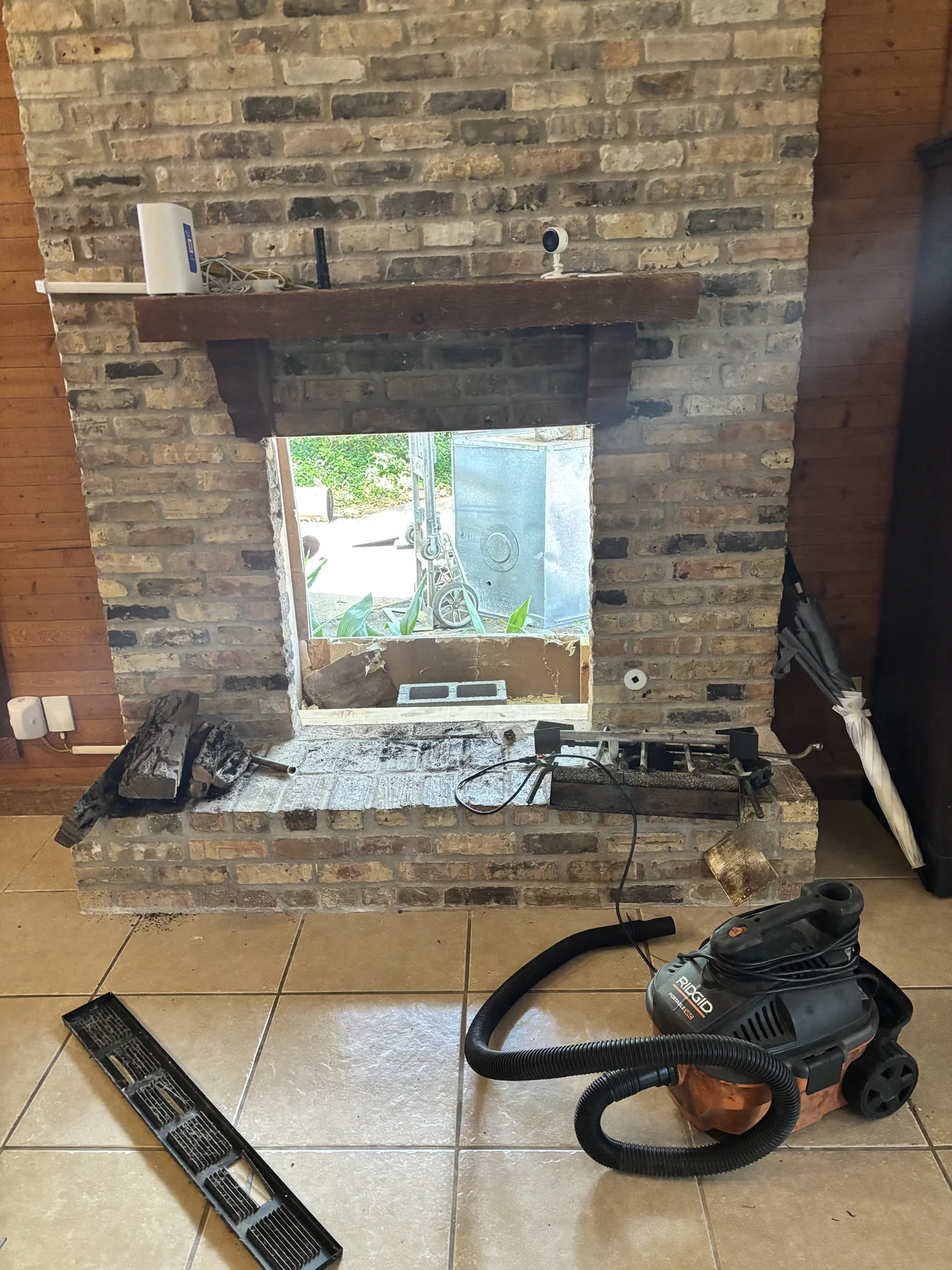 Stone fireplace surround completed by 1st Choice Residential