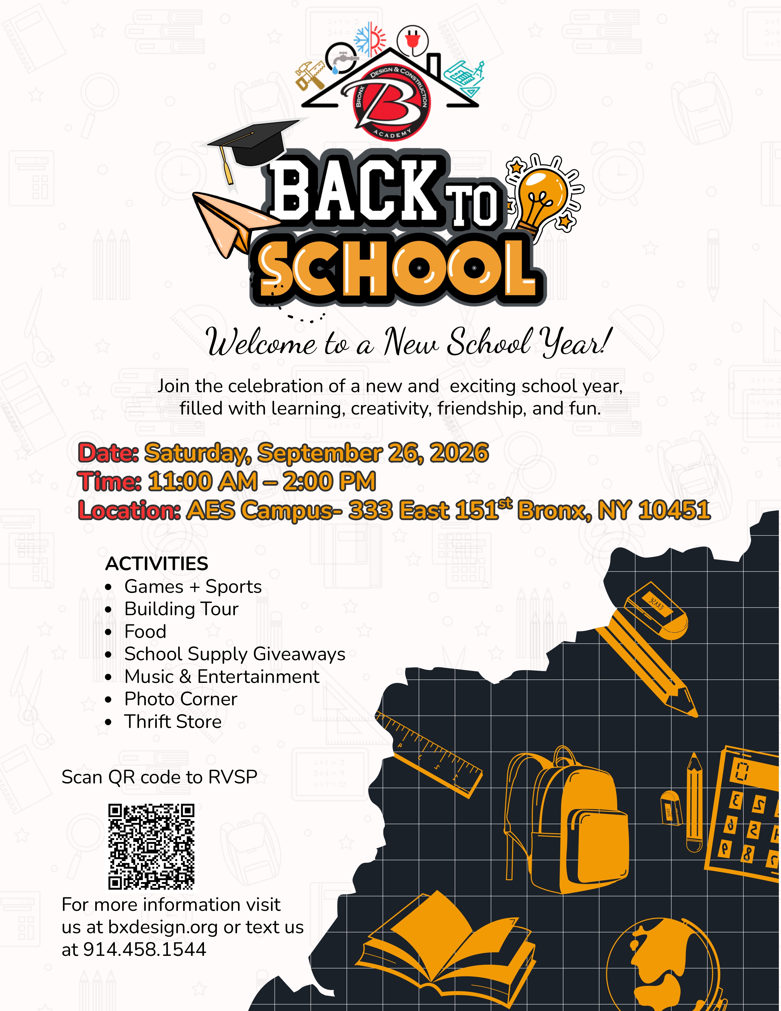 Bronx Design & Construction Academy - Back to School - Saturday September 26, 2026, AES Campus