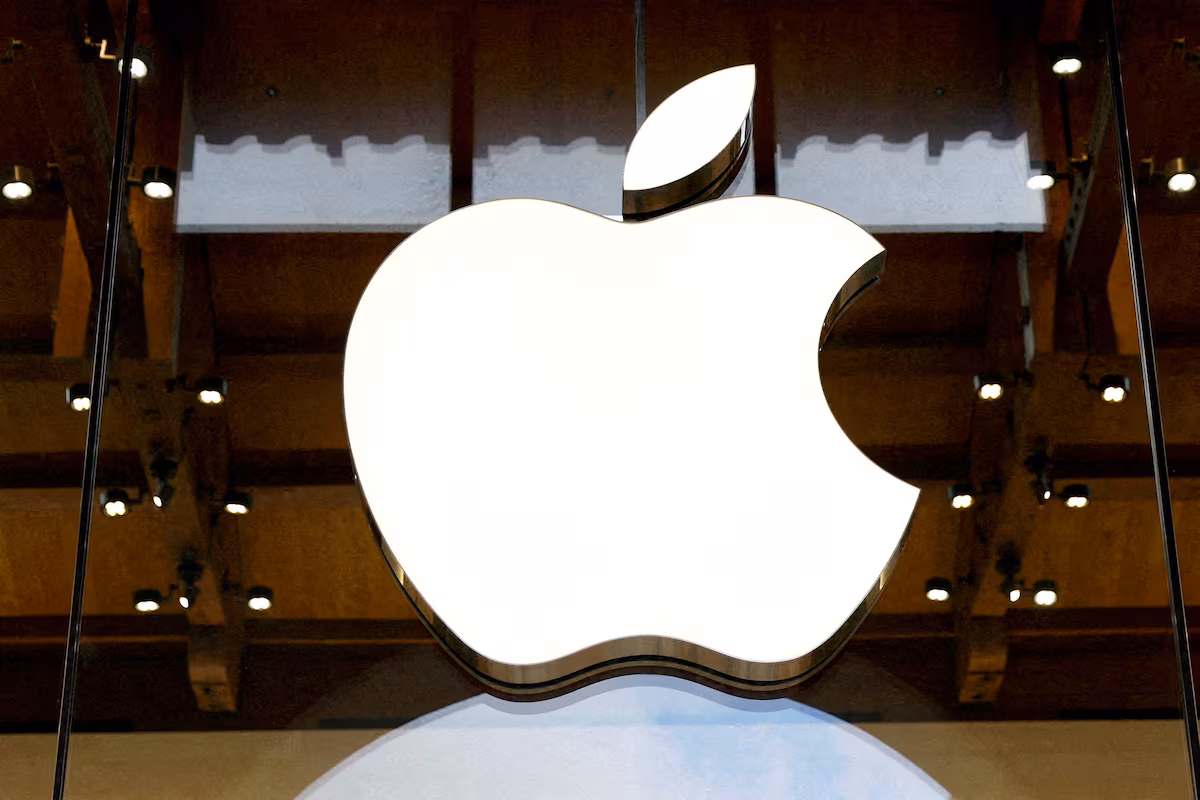 View of an Apple logo at an Apple store in Paris, France. REUTERS/Abdul Saboor/File Photo