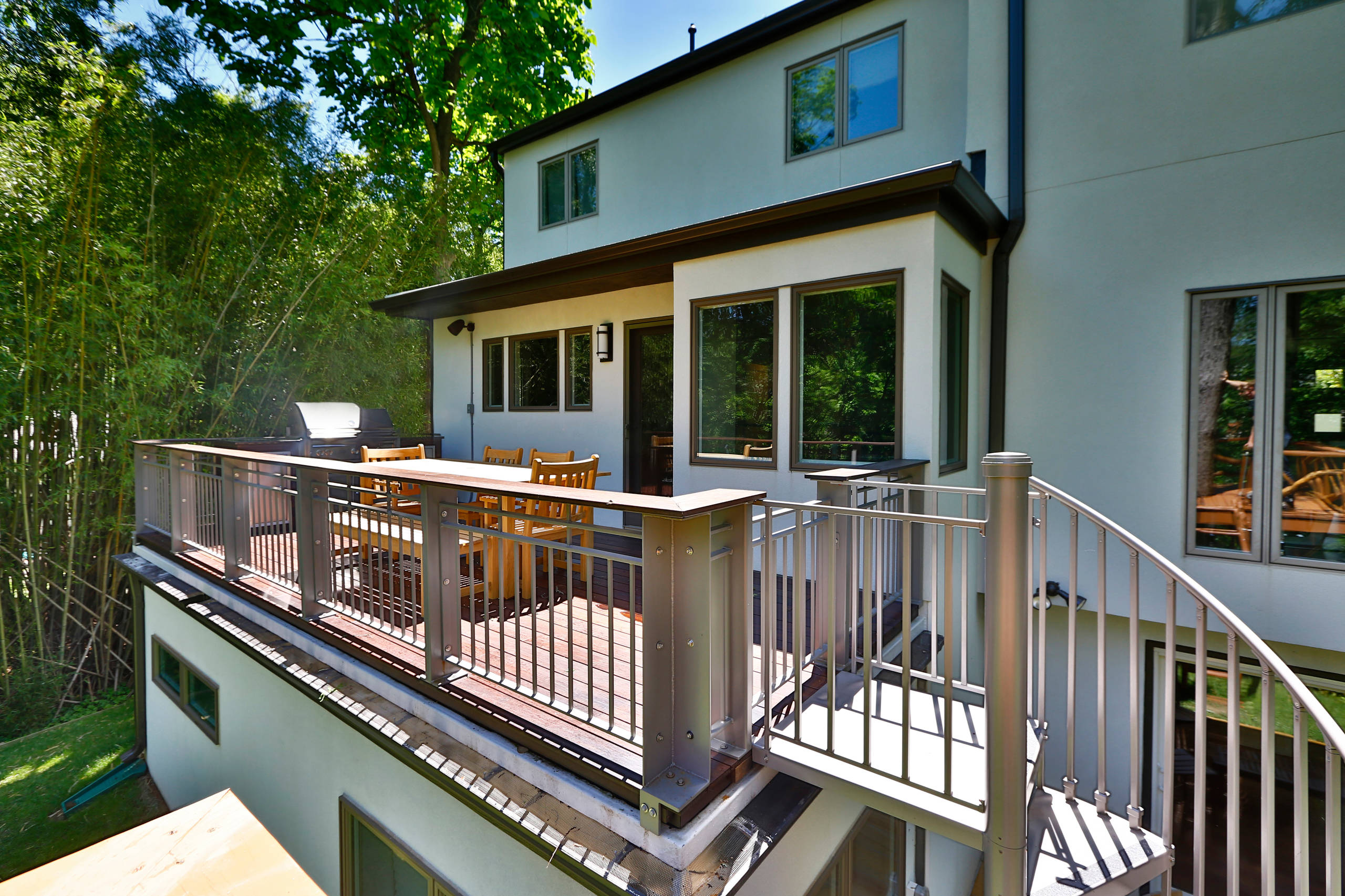Rear exterior wooden deck