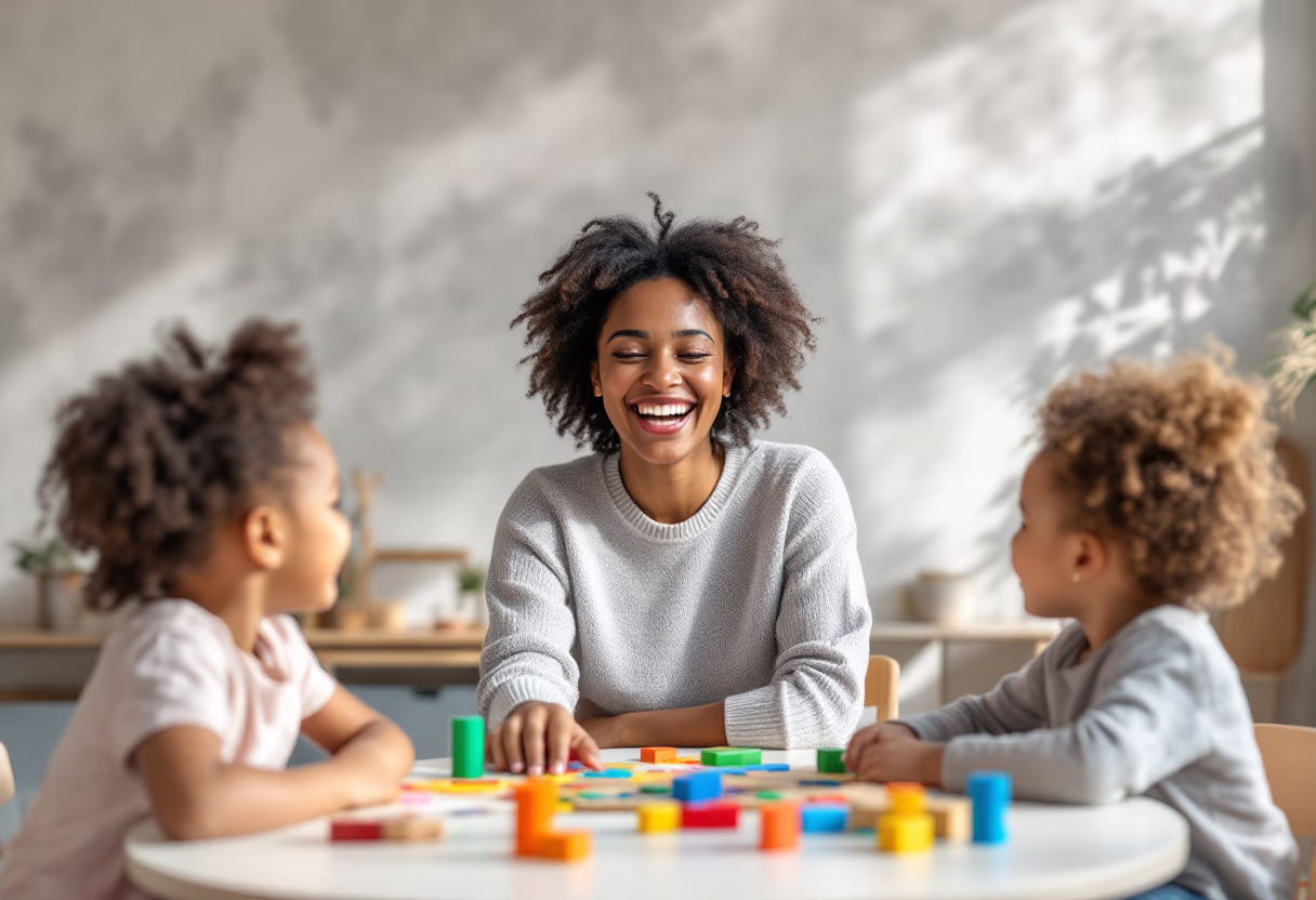 image of teacher with students