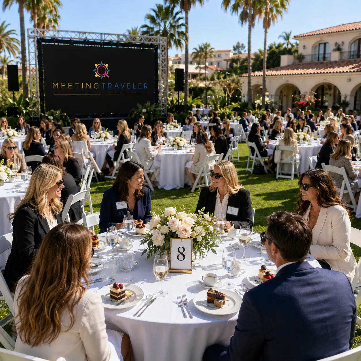 Outdoor four course working luncheon at a MeetingTraveler event