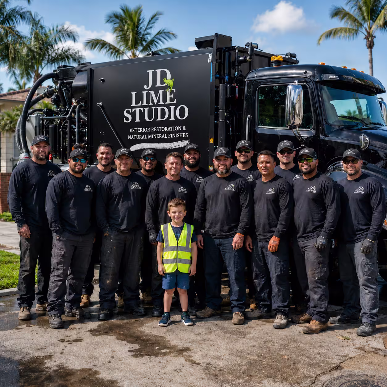 The JD Lime Studio crew in front of the trailer