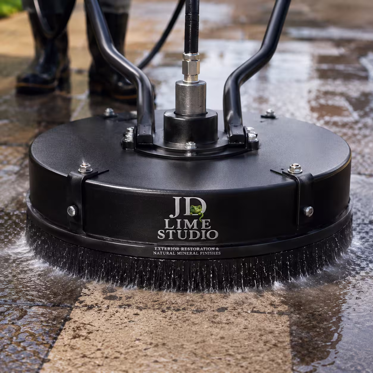 JD Lime Studio surface cleaner on a freshly washed driveway