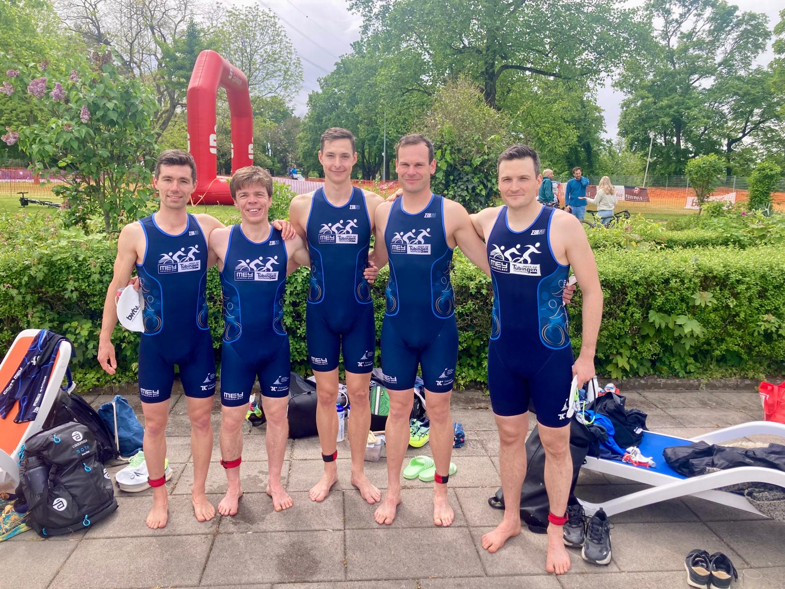Triathleten des Mey Post-SV Tübingen im Vereinsdress