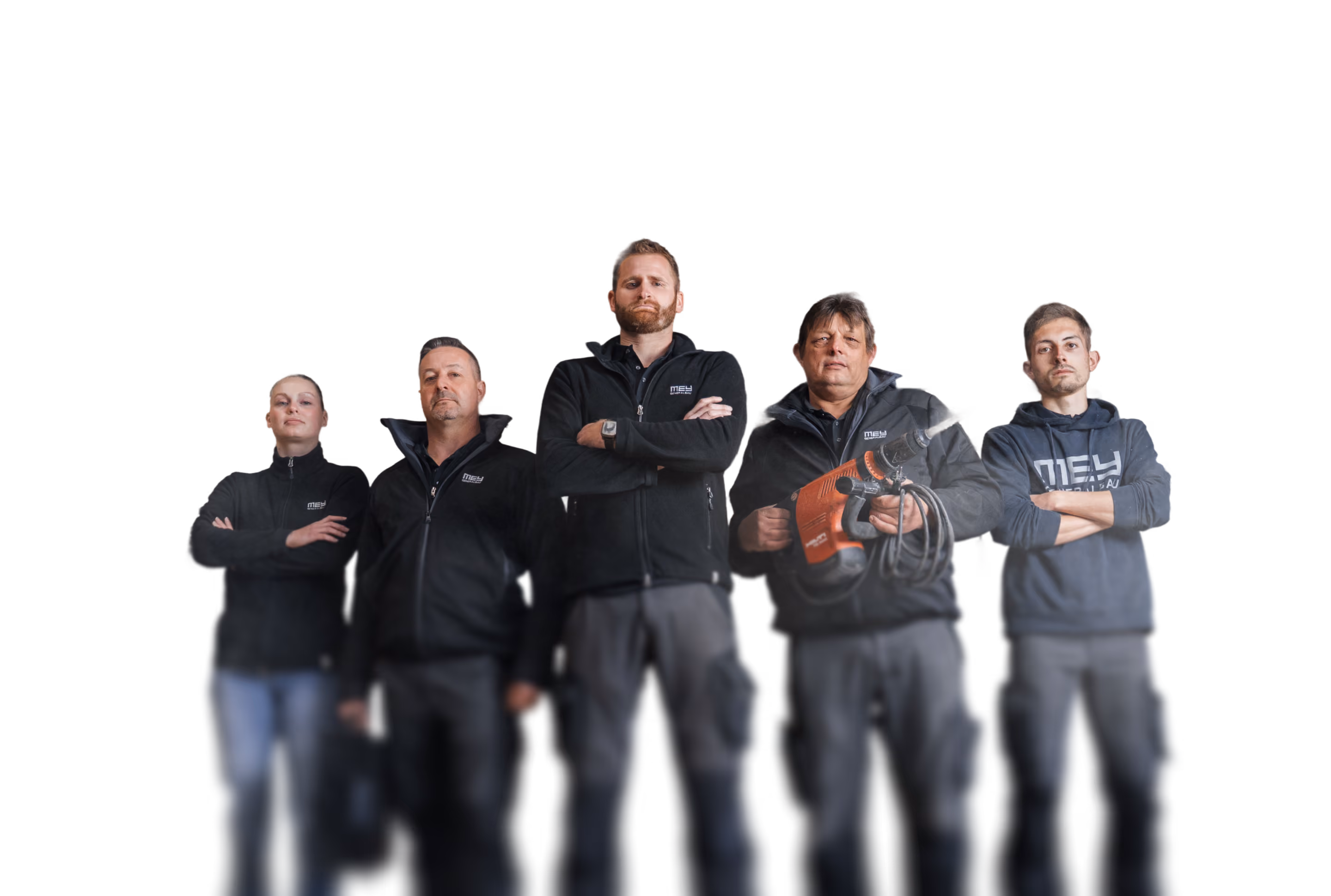 Team von Mey Generalbau in Arbeitskleidung