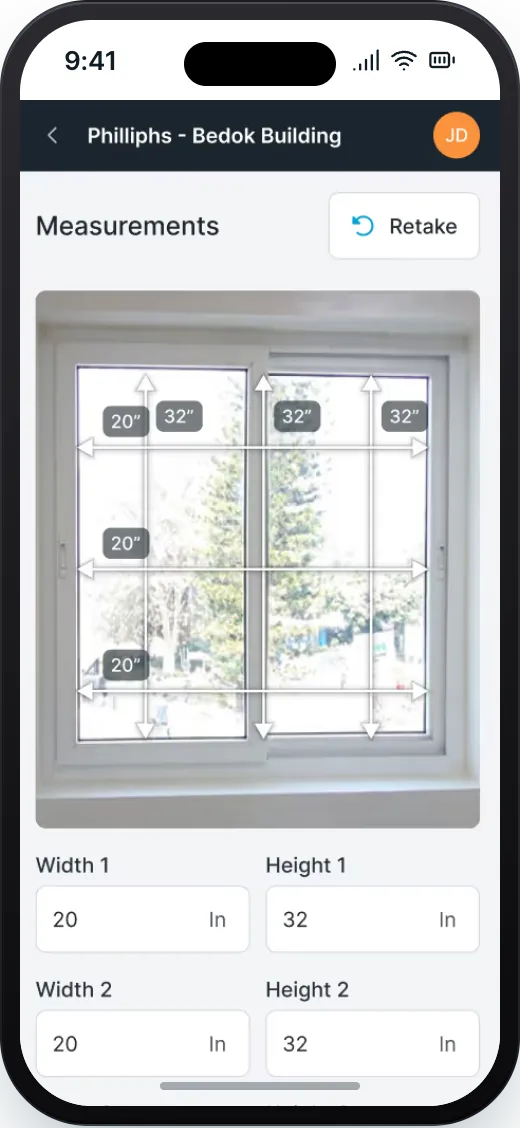 Measure sheet mobile app screenshot