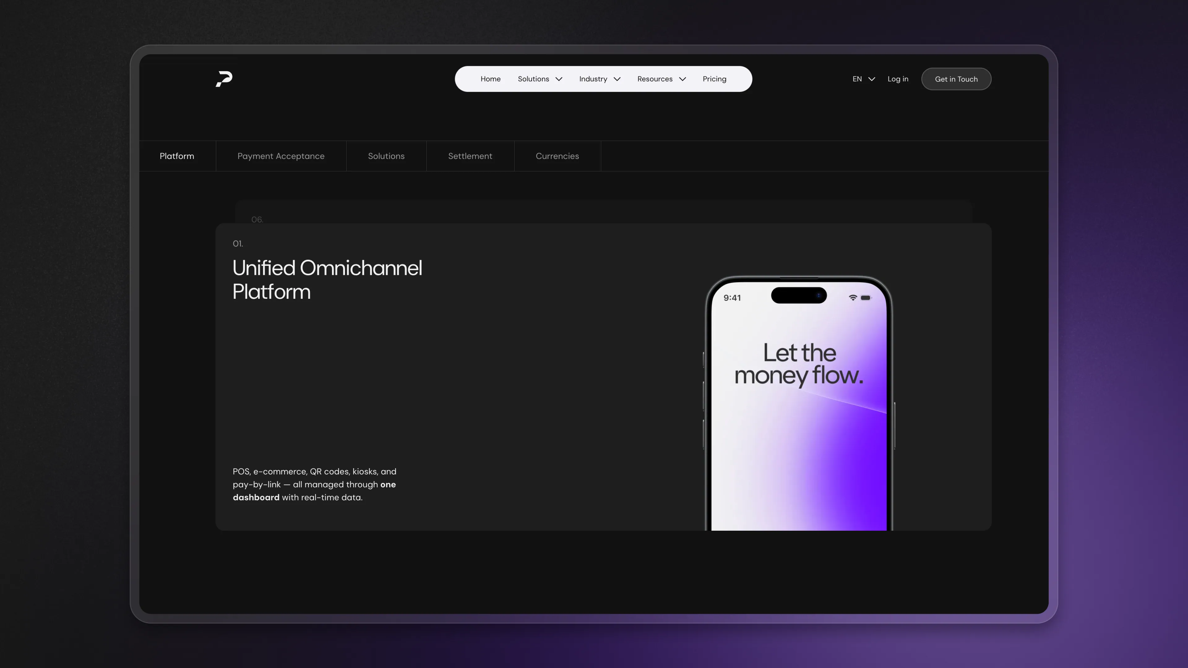 Paybyrd unified omnichannel platform page shown on a laptop and a phone