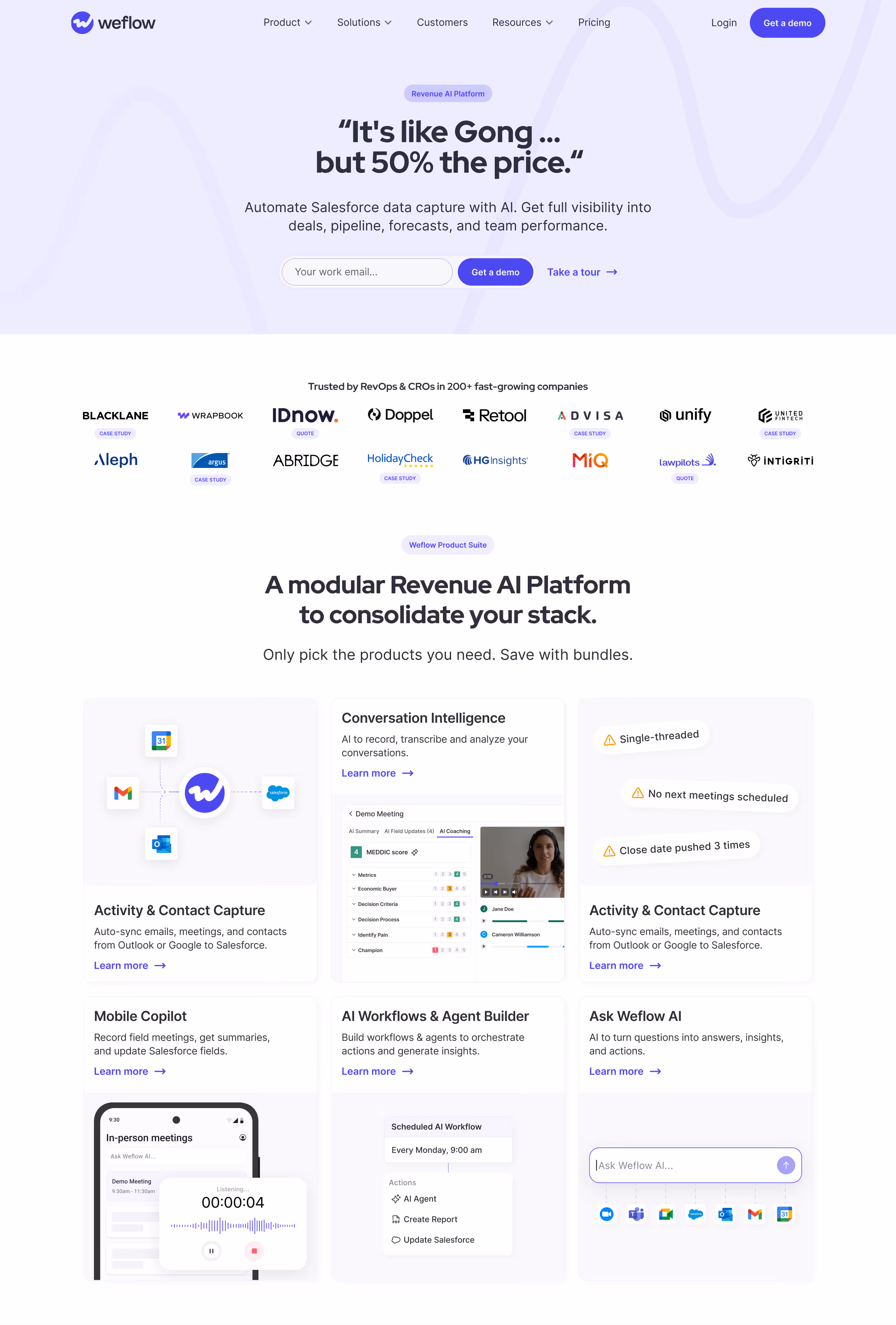 Full-length view of the redesigned Weflow homepage with its product modules