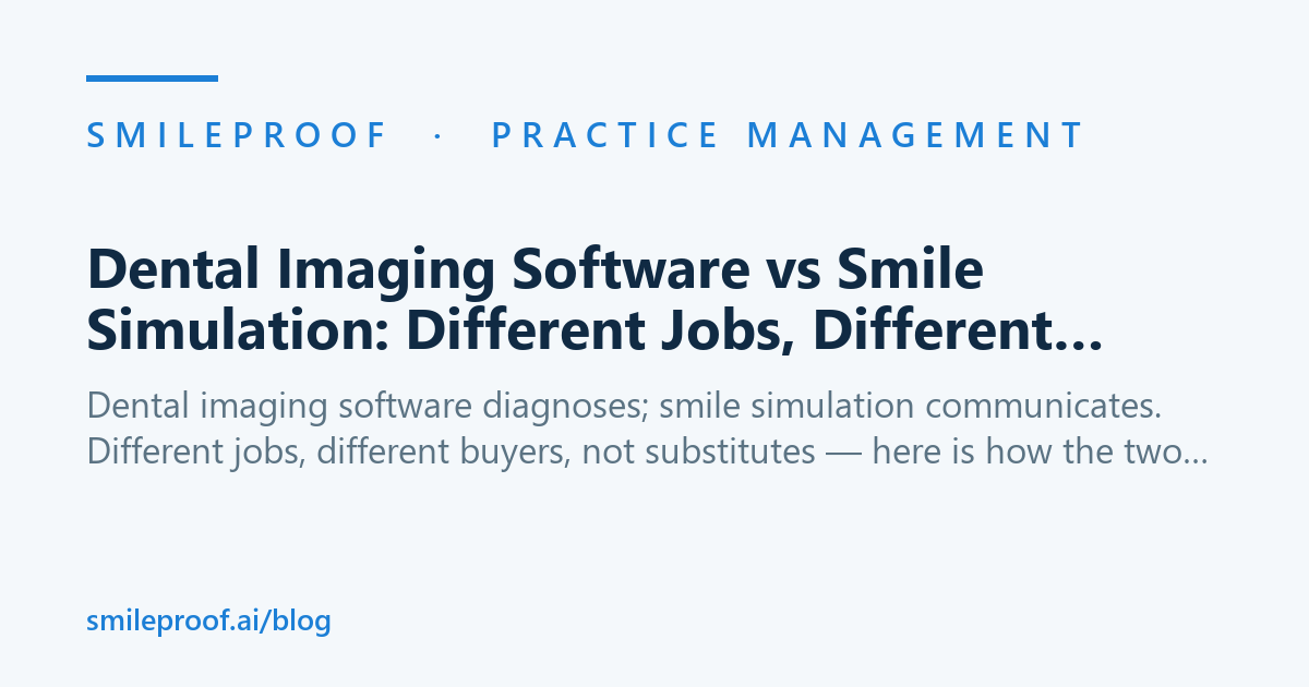 Dental Imaging Software vs Smile Simulation: Different Jobs, Different Buyers — Smileproof
