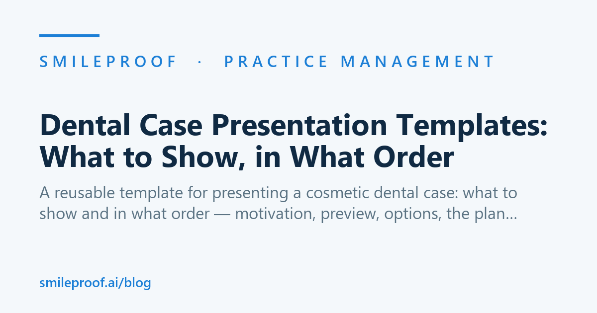 Dental Case Presentation Templates: What to Show, in What Order — Smileproof