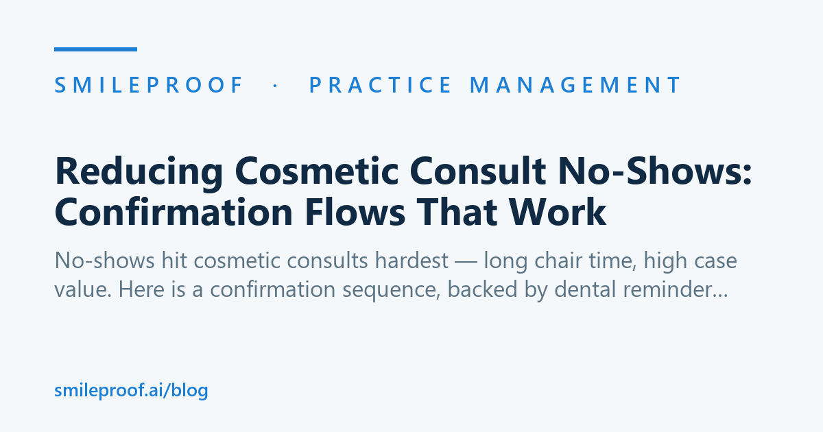 Reducing Cosmetic Consult No-Shows: Confirmation Flows That Work — Smileproof