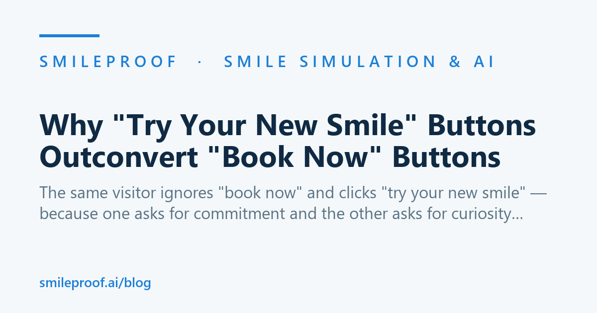 Why "Try Your New Smile" Buttons Outconvert "Book Now" Buttons — Smileproof