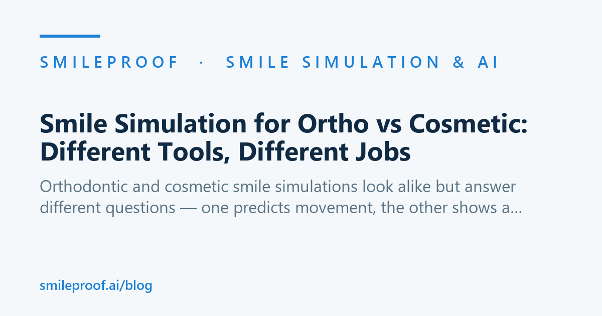 Smile Simulation for Ortho vs Cosmetic: Different Tools, Different Jobs | Smileproof