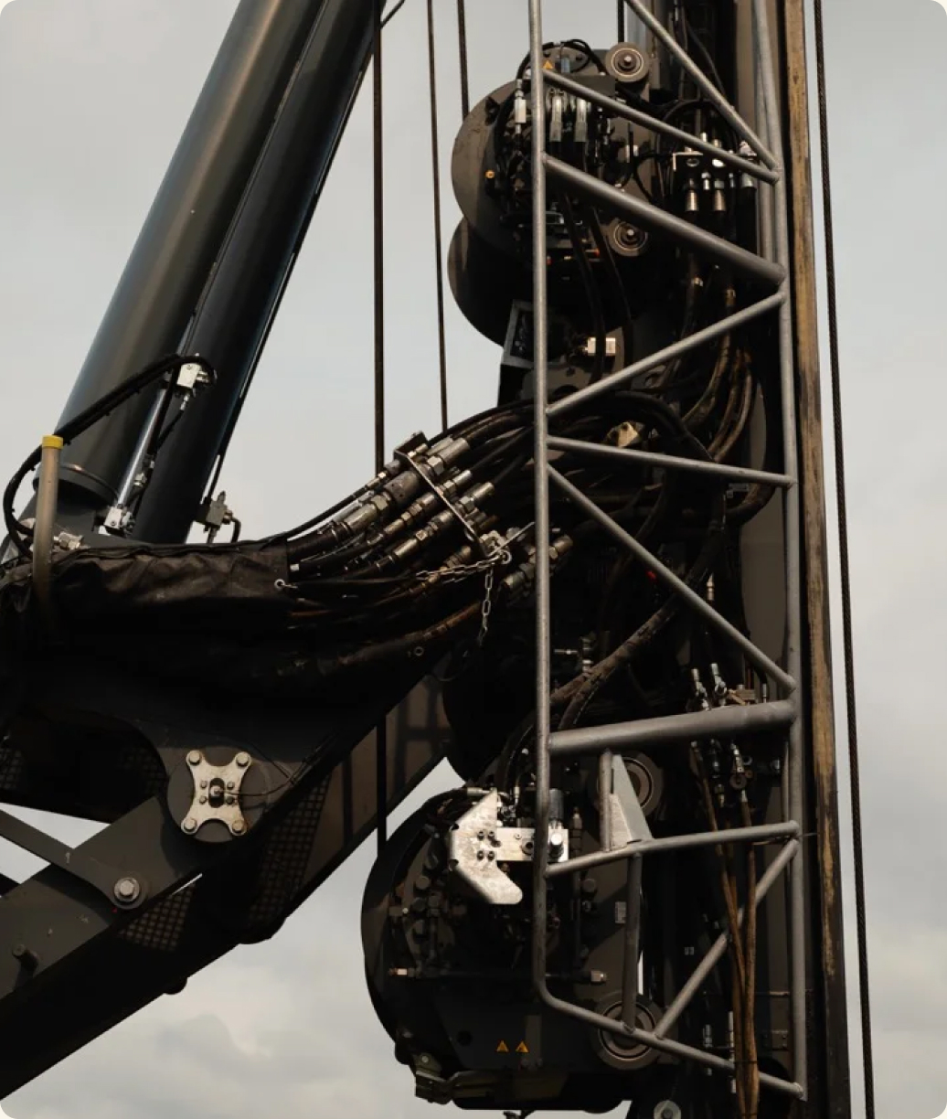 Crane rigging detail at the Residences at Eastbank site.