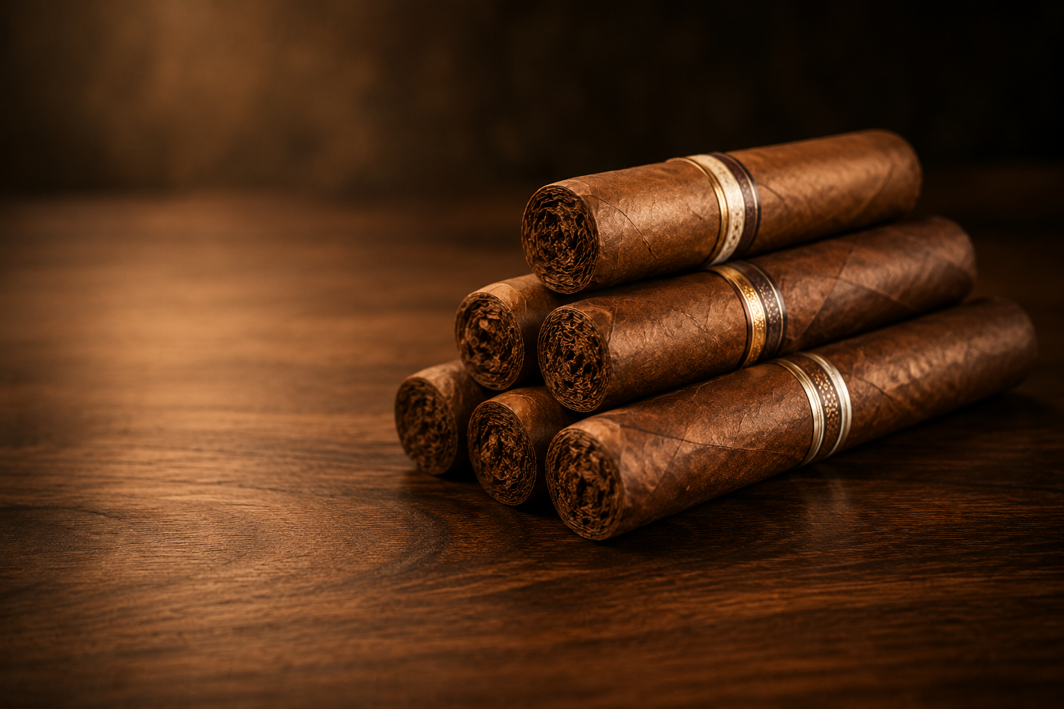 Premium cigars resting on a wooden surface