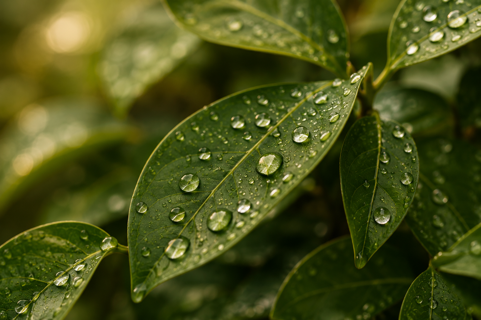 Close-up of a leaf with water droplets