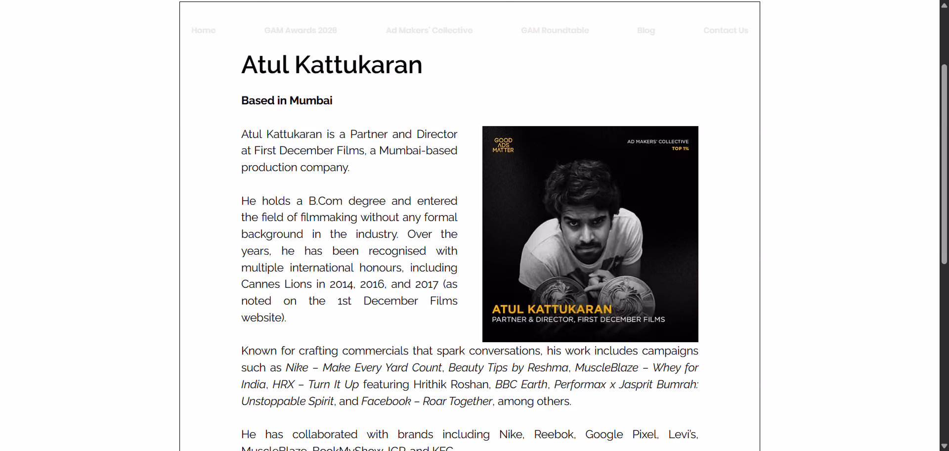 Good Ads Matter: Atul Kattukaran | First December Films