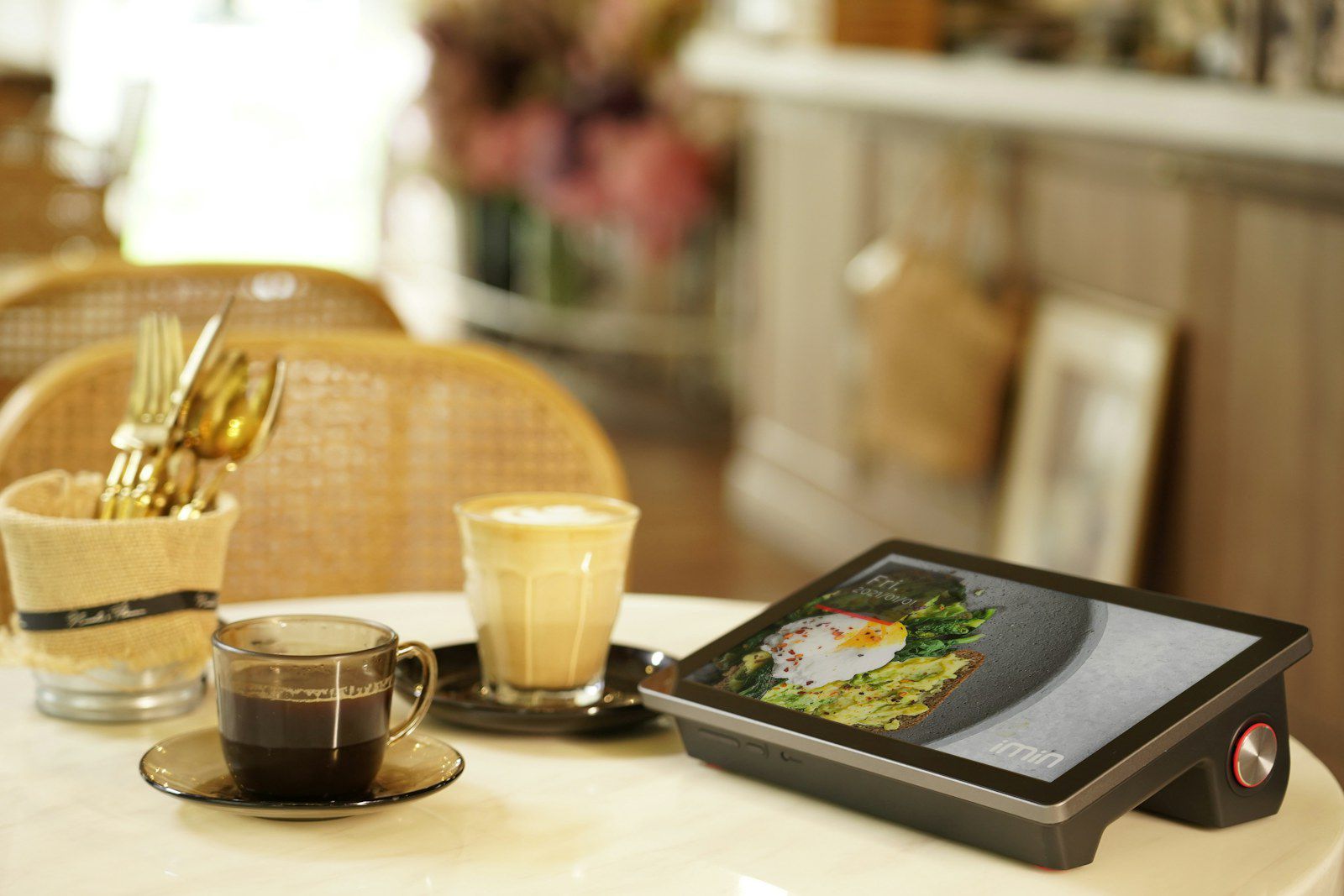 Point-of-sale tablet used by a business