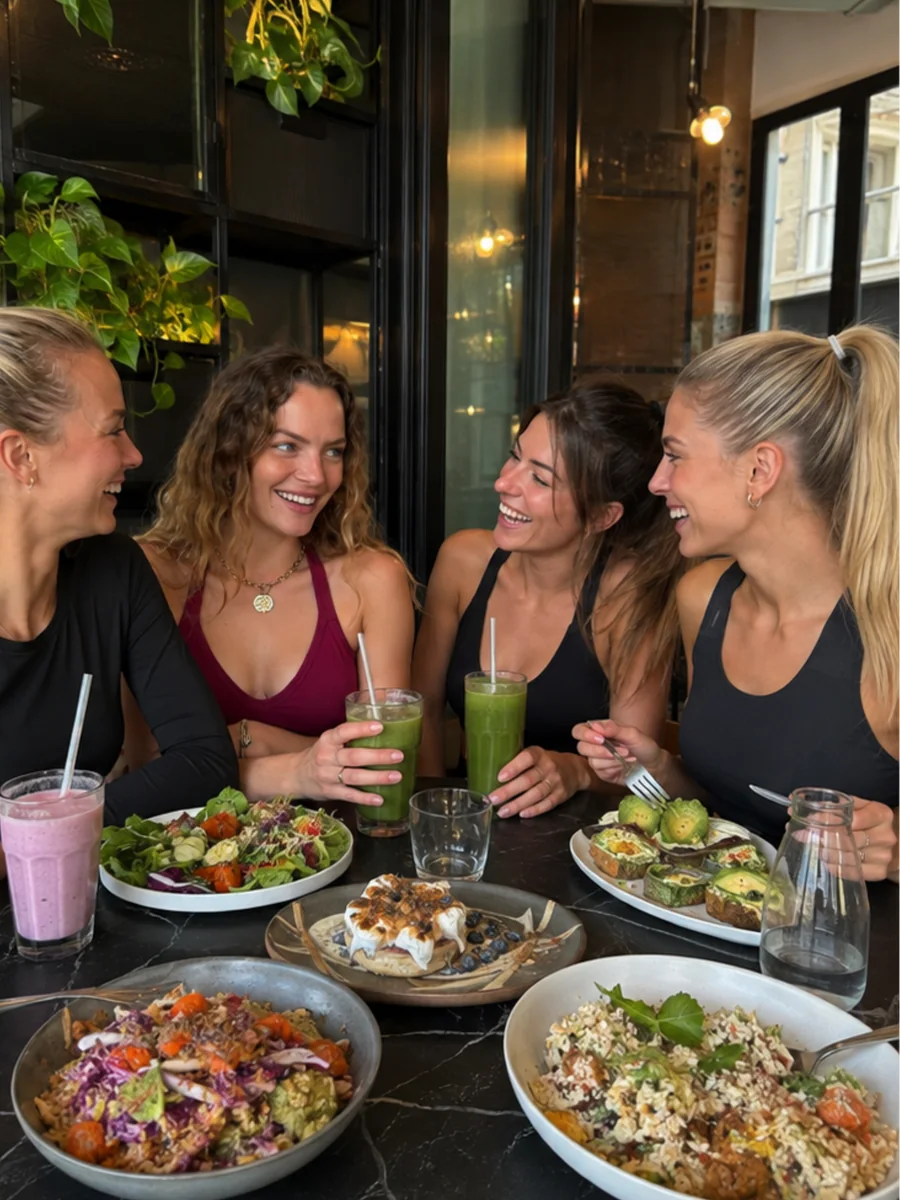 Femmes partageant un repas sain ensemble