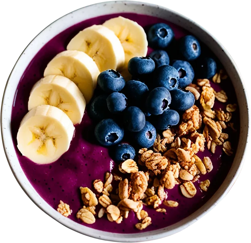 Bol de fruits, granola et graines