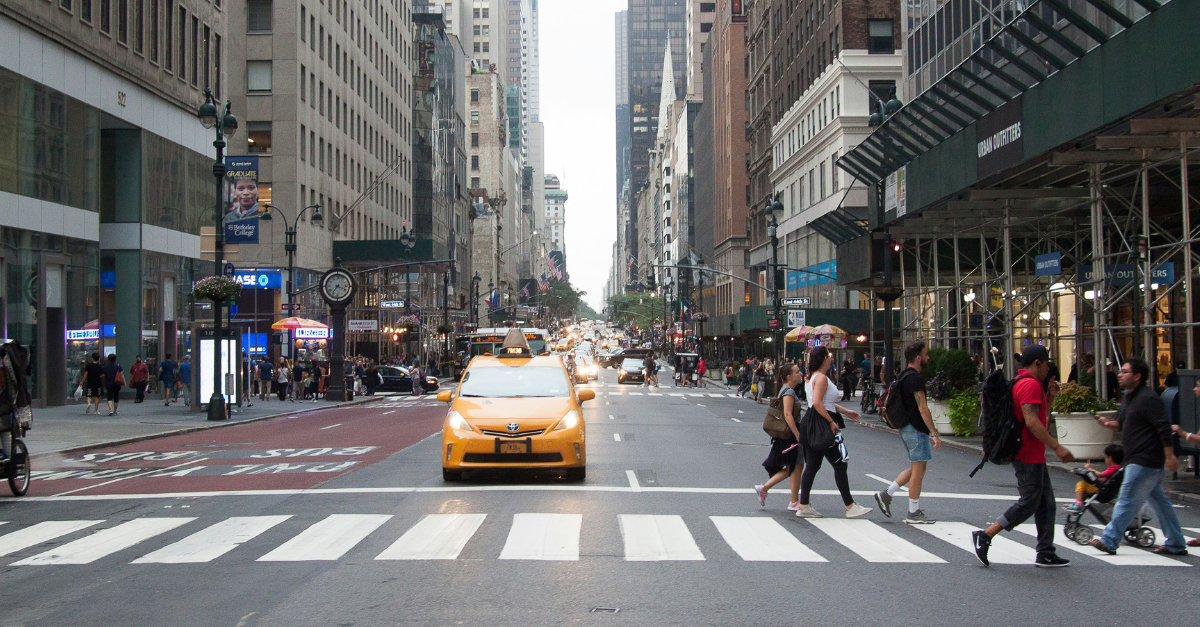 Access to detailed geospatial data enables cities to map their crosswalk inventory and prioritize areas for improvements, such as repainting a low-visibility crosswalk to a continental design, which is a cost-effective method to enhance safety.