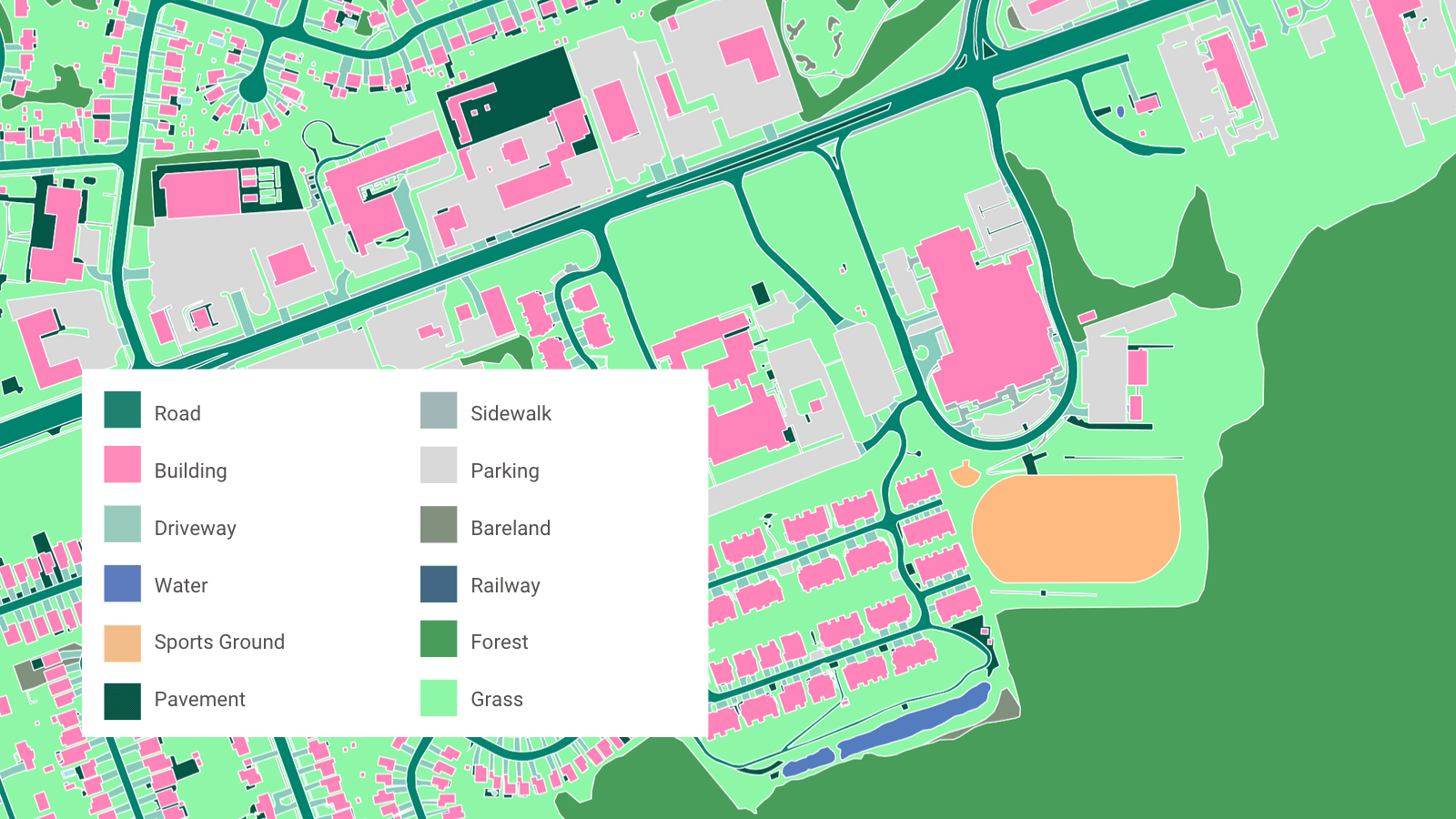A sample of land cover data extracted by Ecopia for use in the City of Peterborough’s IFM.