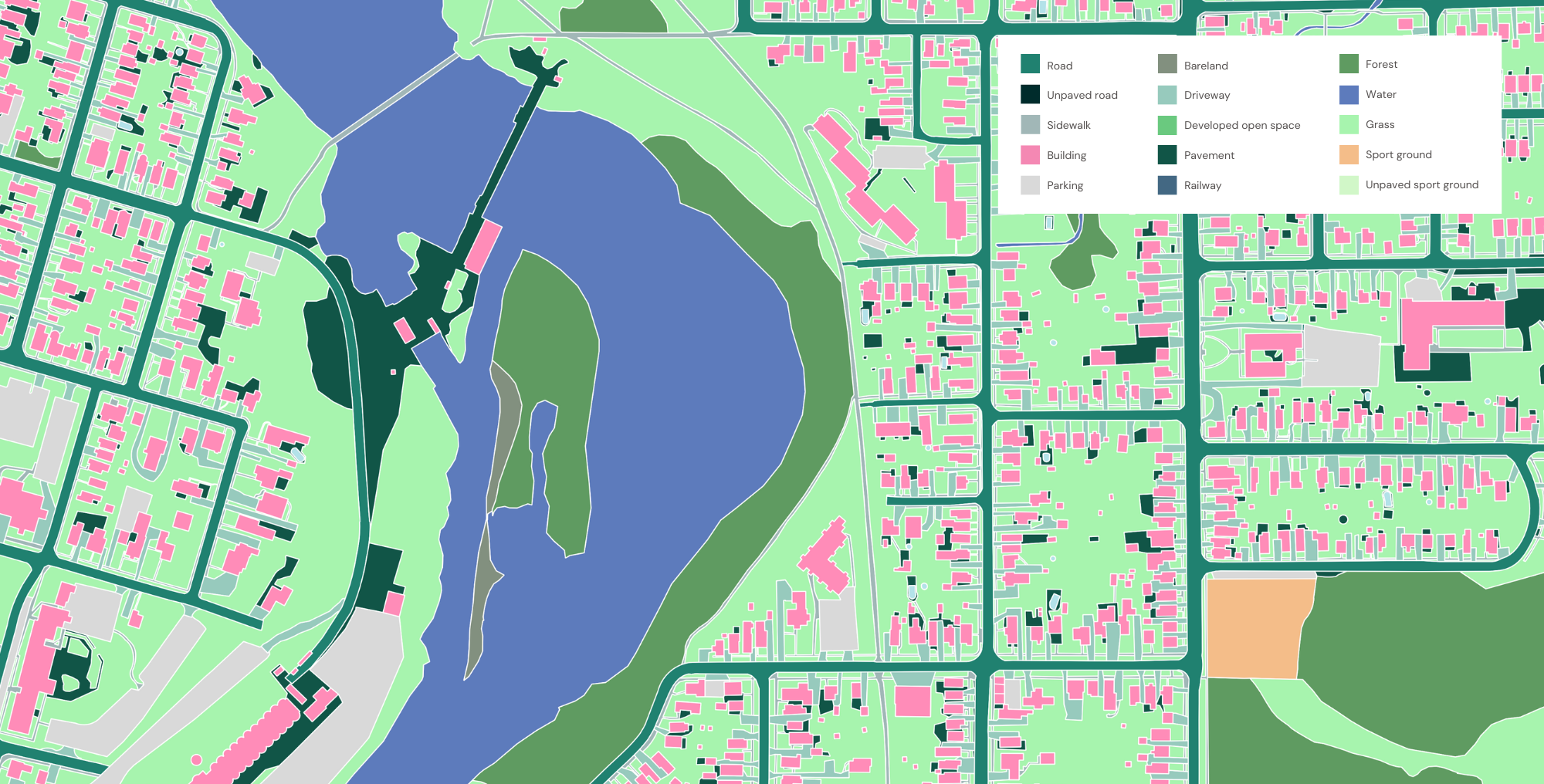 A sample of the advanced land cover features extracted by Ecopia in Peterborough