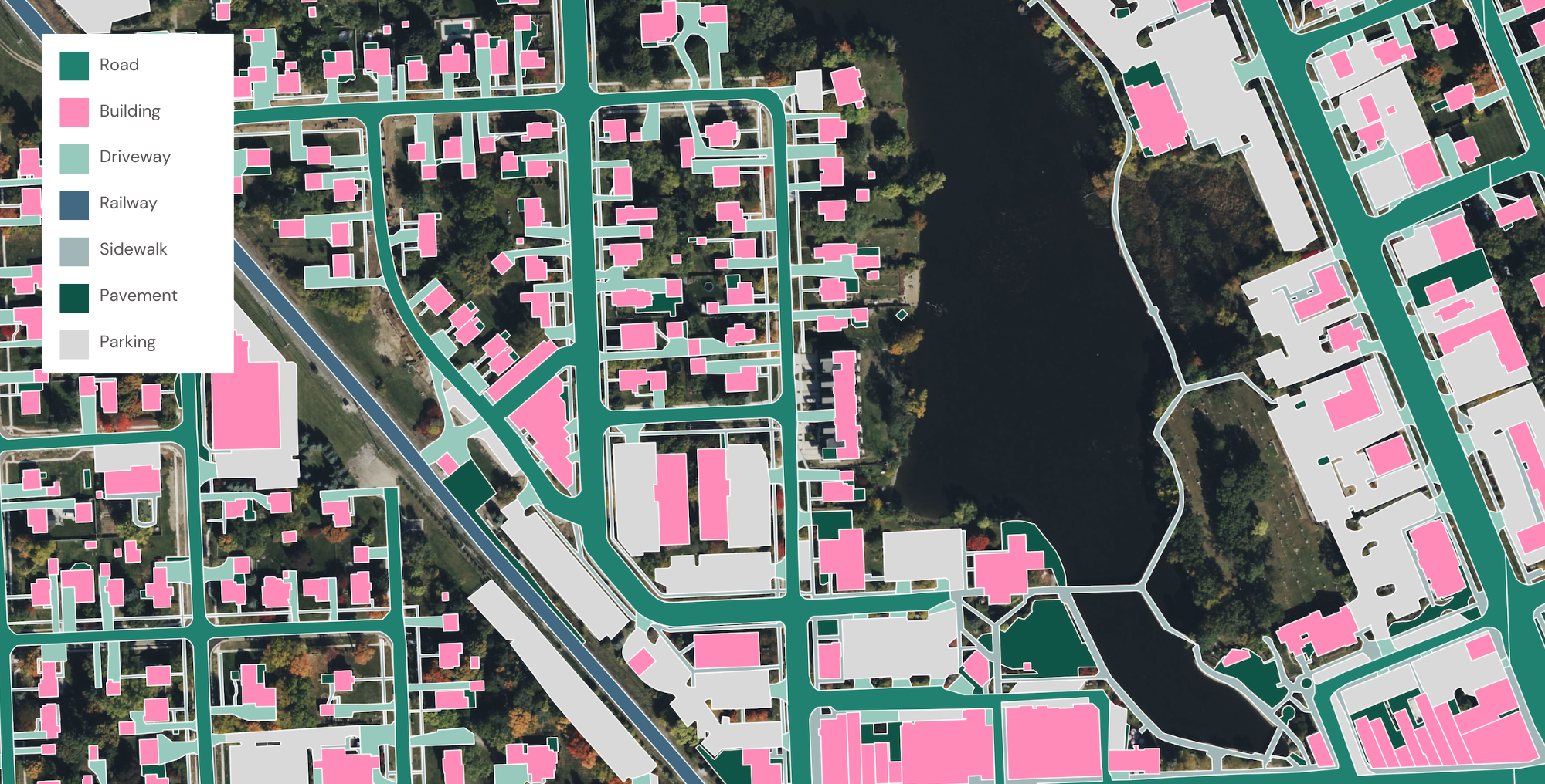 Caption: A sample of data provided to SEMCOG by Ecopia AI in Brighton, Michigan.