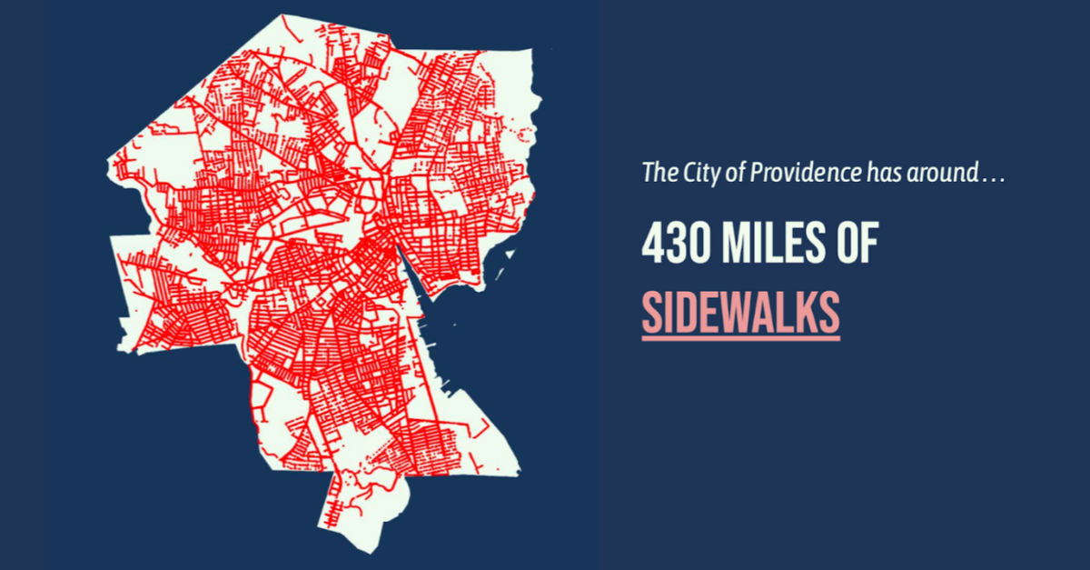Ecopia’s data allowed the Rhode Island Division of Statewide Planning to map all sidewalks in Providence, providing a more comprehensive view of pedestrian infrastructure.