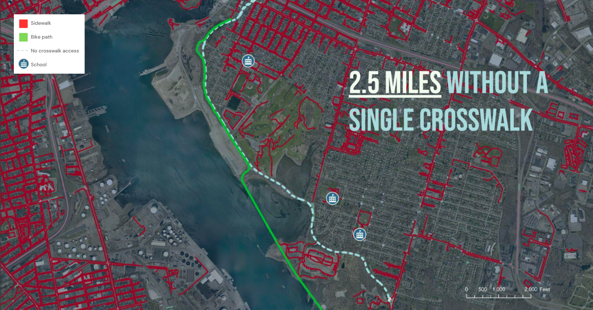 Ecopia’s data helped pinpoint locations for new crosswalks in areas that would best enhance pedestrian safety.