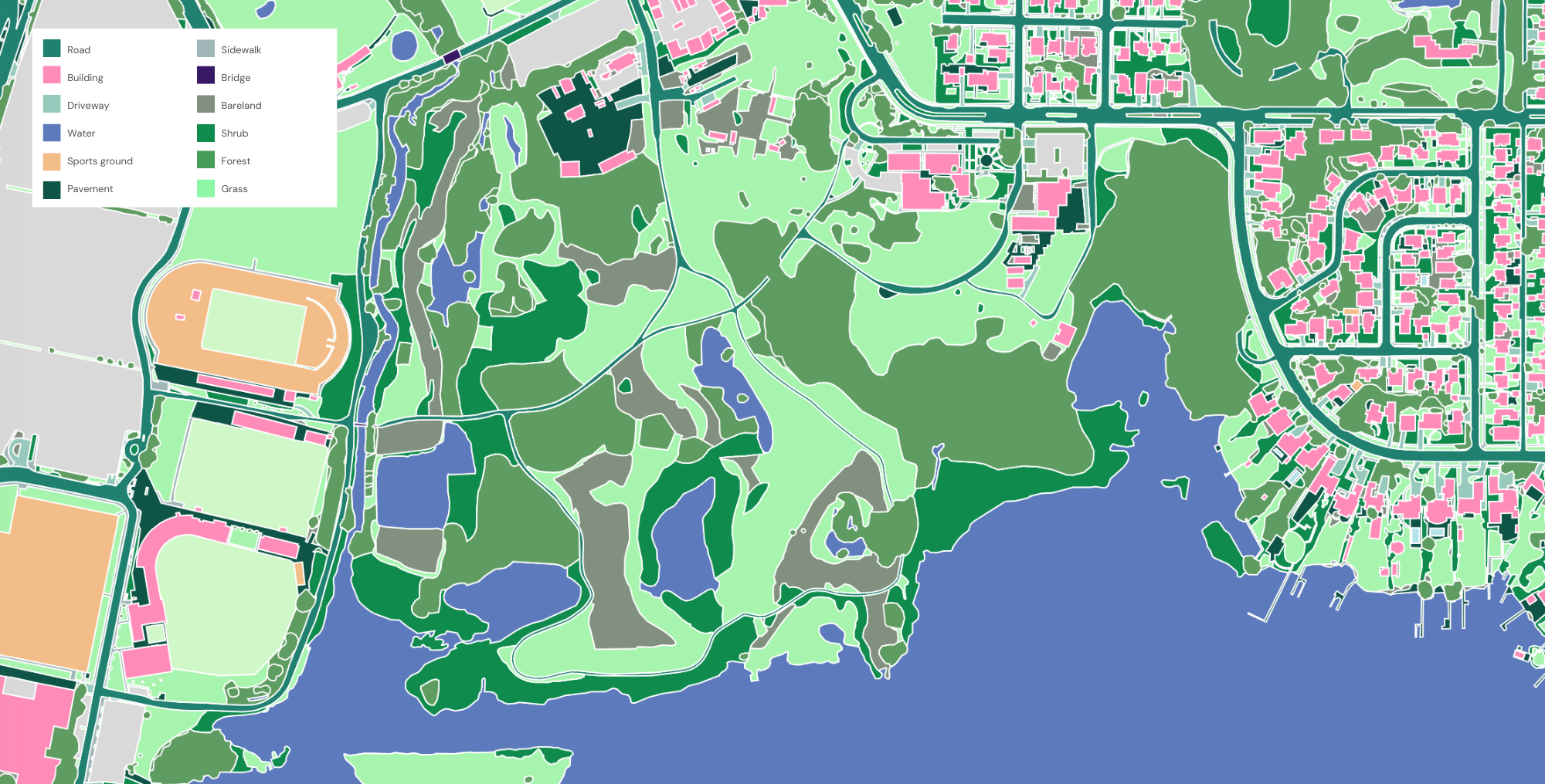A sample of land cover data in Seattle, Washington.