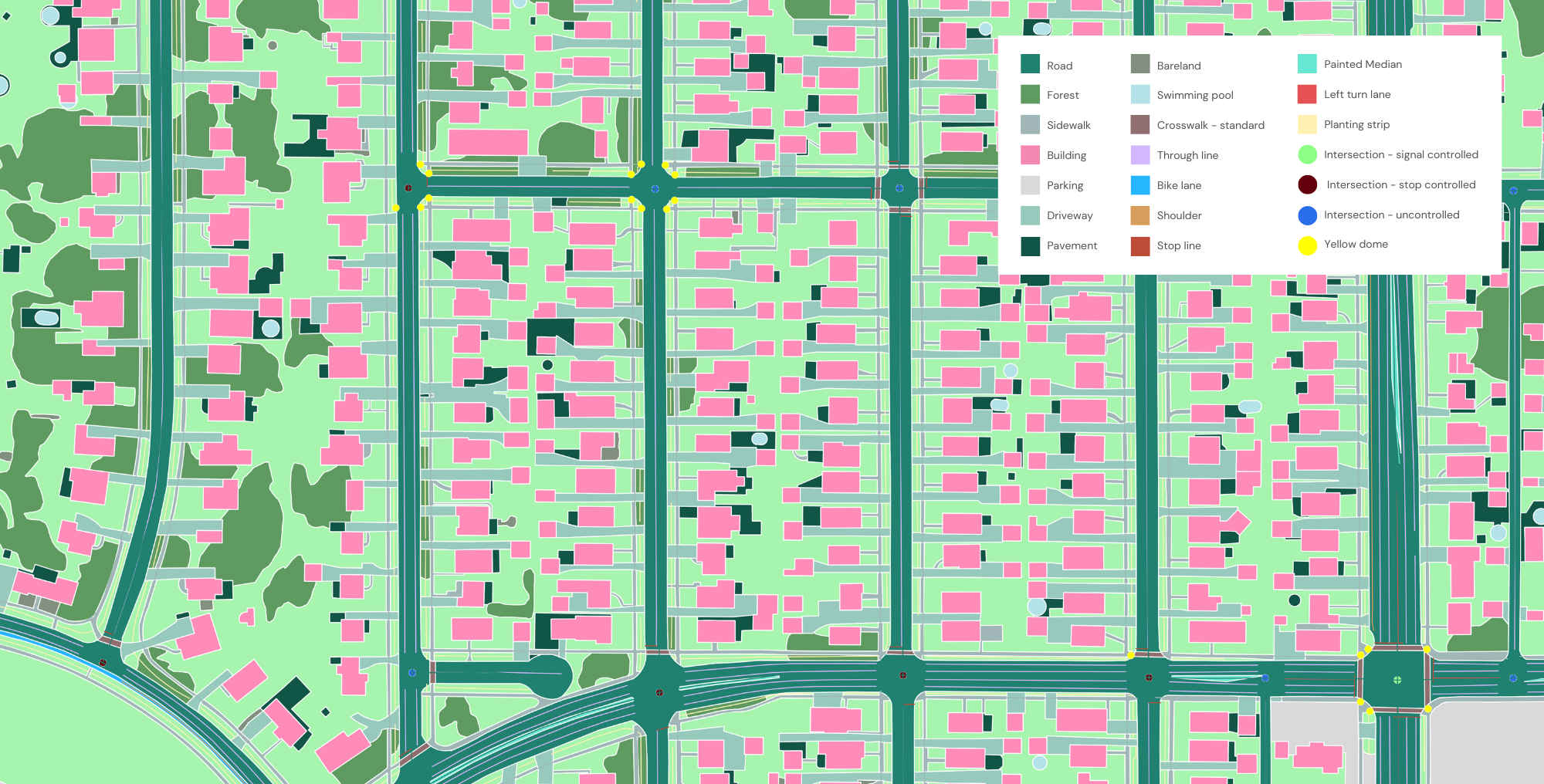 A sample of the detailed land cover features extracted by Ecopia AI in Chicago, Illinois for IDOT and CMAP.