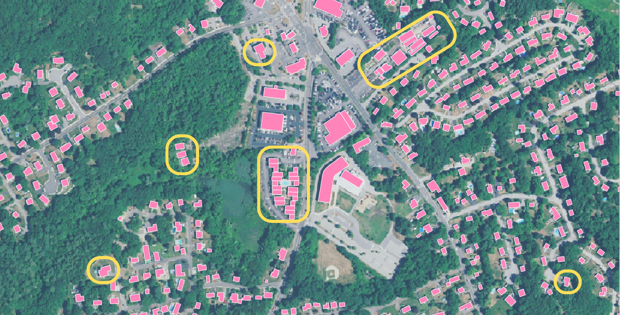 Reinsurers often use building footprint data to strategically group properties with like risk profiles together to effectively balance their overall risk.