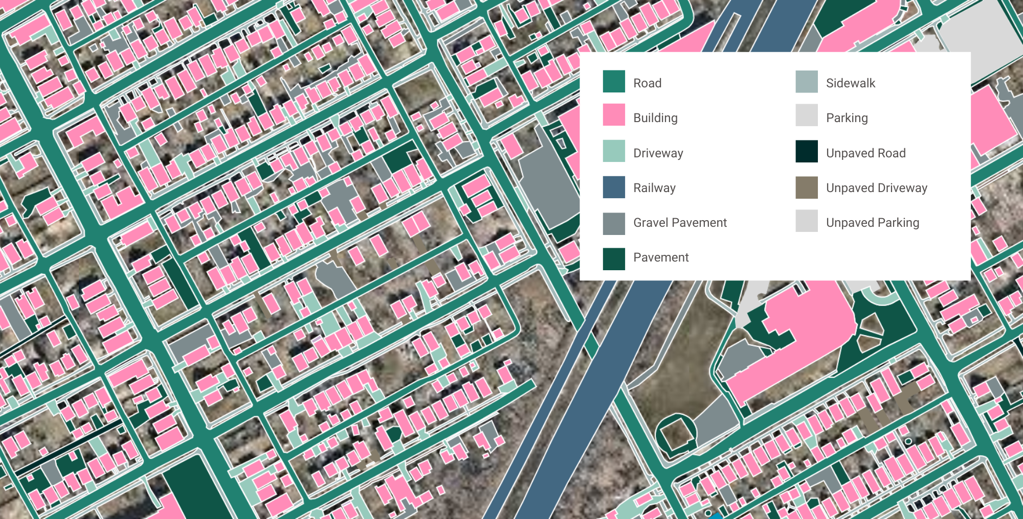 A sample of impervious surface mapping data provided to the City of Detroit by Ecopia AI