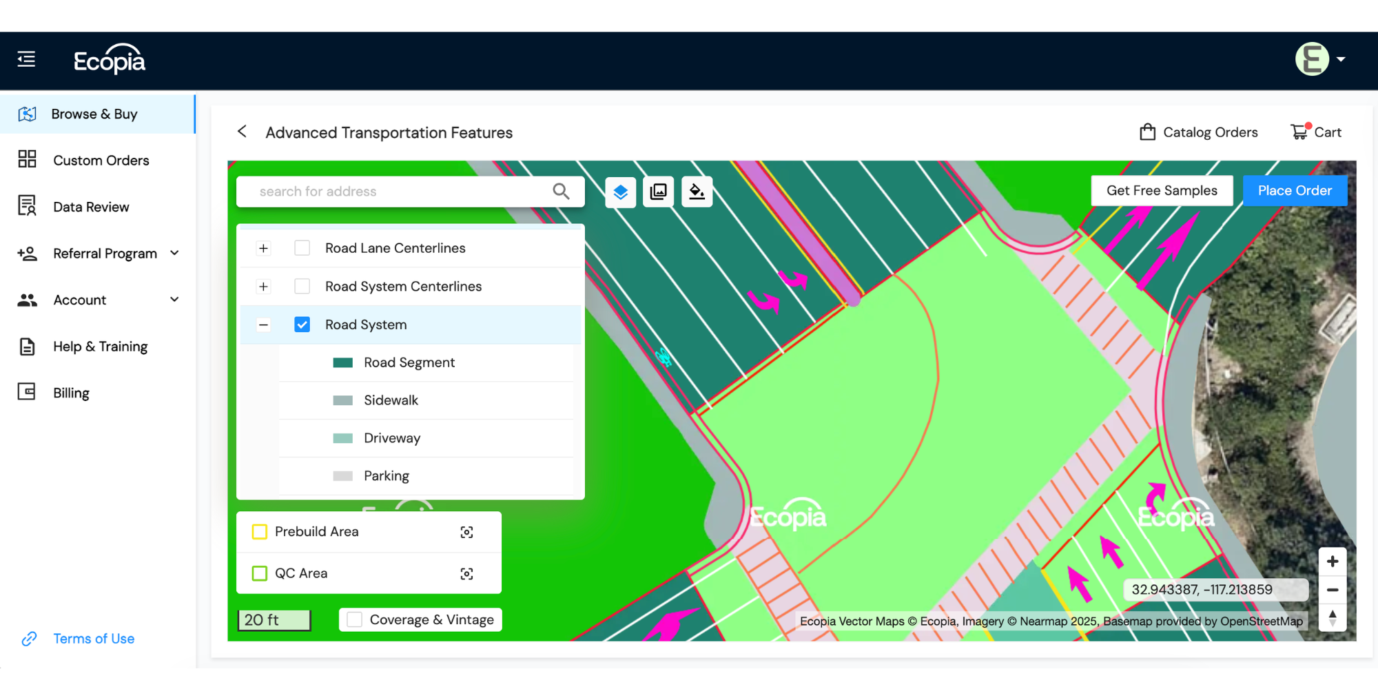 Ecopia’s map platform makes it easy to browse and download data for AEC projects.