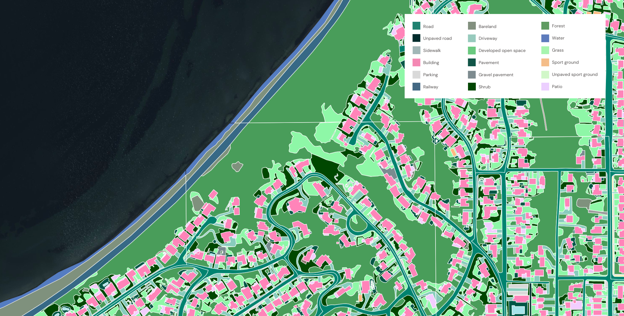 A sample of land cover data extracted by Ecopia for the State of Washington.