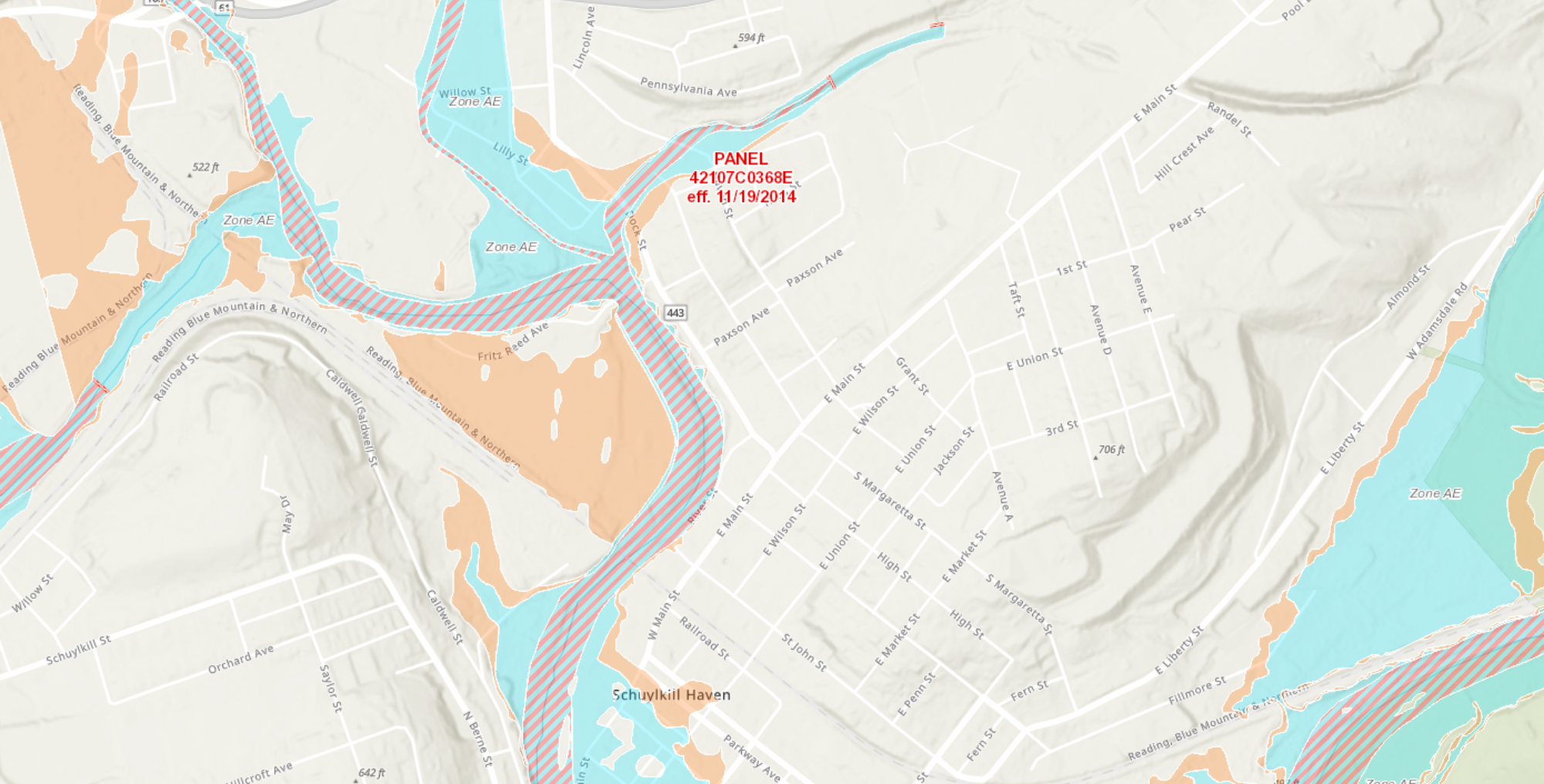 A sample of FEMA flood zone data, which many P&C carriers rely on to understand property hazard risk; source: FEMA