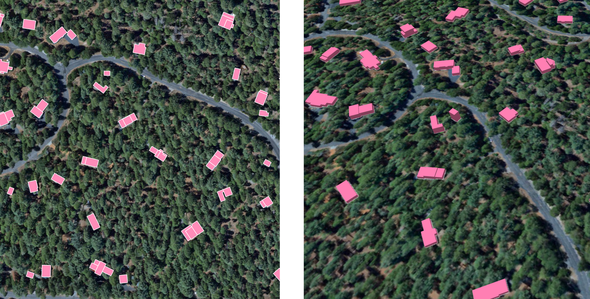 Building data can be 2D (left) or 3D (right) depending on the analytics use case