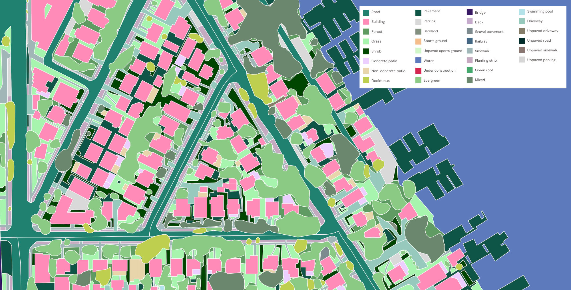 A sample of land cover data in Seattle, Washington.