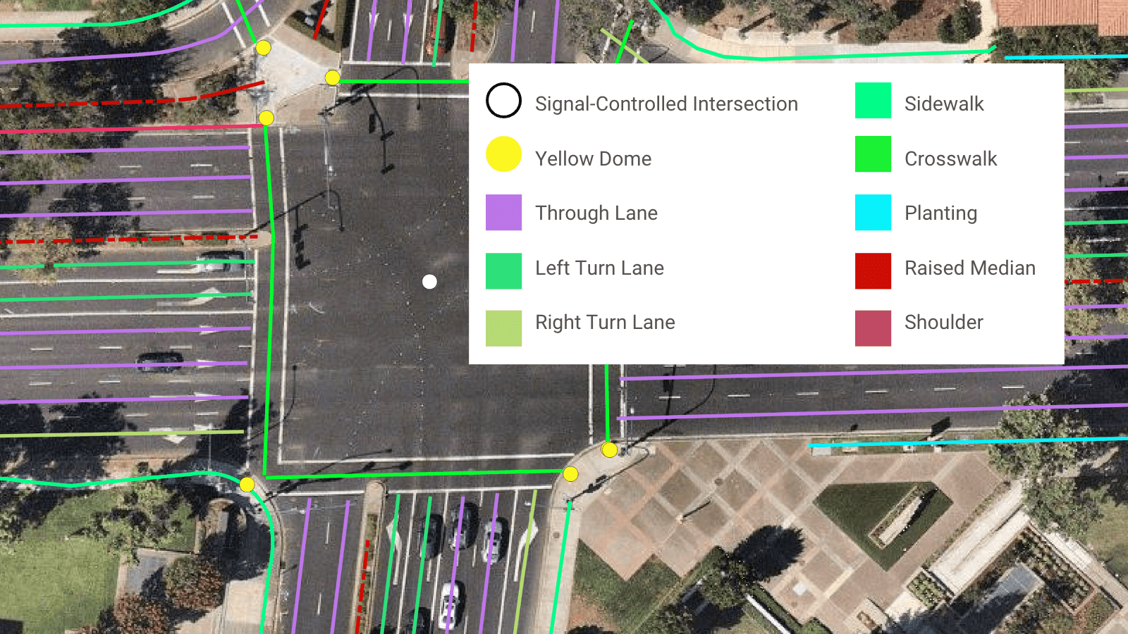 A sample of advanced transportation features mapped by Ecopia in Contra Costa County, California