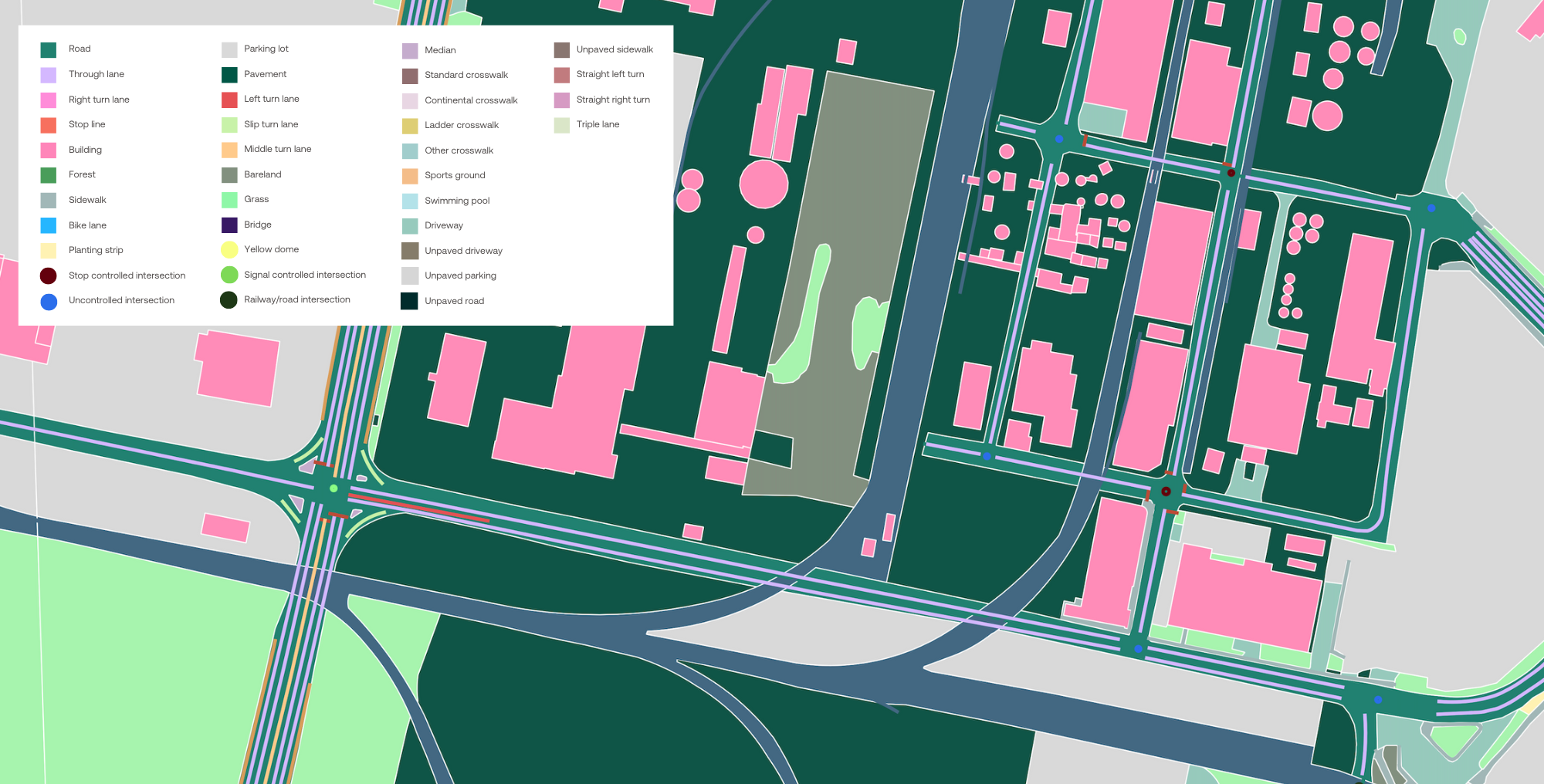 A sample of land cover data surrounding advanced transportation features in East St. Louis, Illinois.