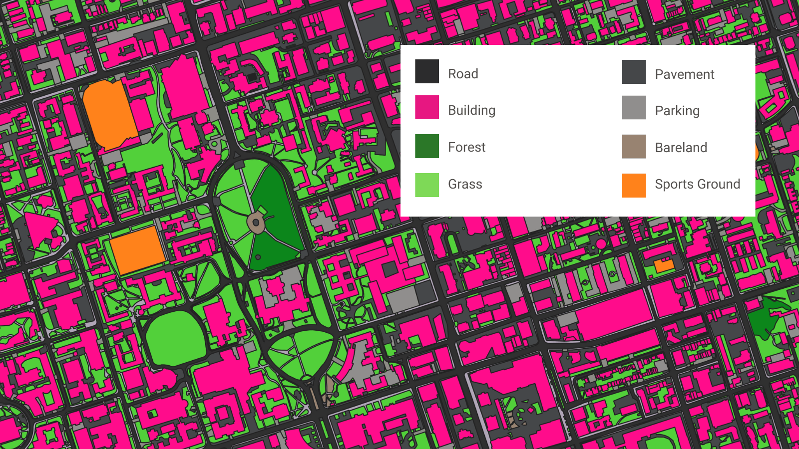 A sample of detailed land cover data, including both pervious and impervious surfaces; Toronto, Ontario