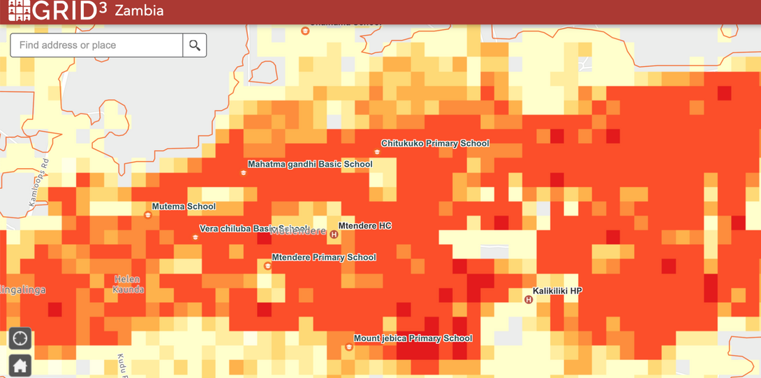 A sample of GRID3’s population estimates and points of interest data that made heavy use of Ecopia building footprints in Zambia